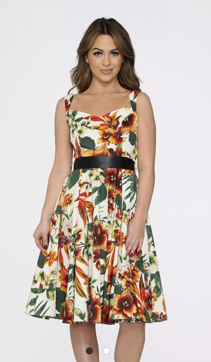 White Floral Print Dress Hearts & Roses