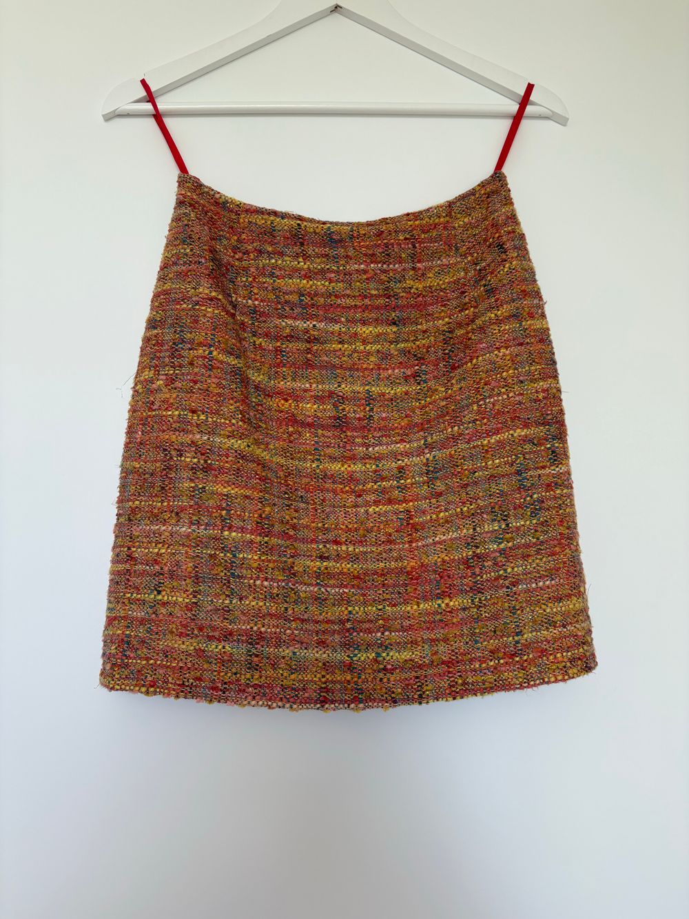 Orange Gold Tweed Mini Skirt