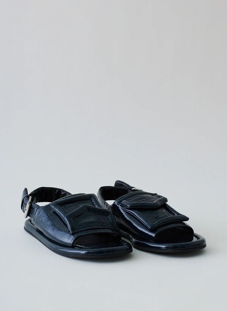 Tibi navy patent beryen sandals
