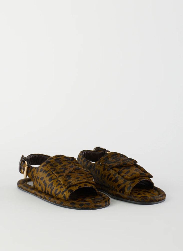 Tibi Brown Leopard Print Sandals beryen