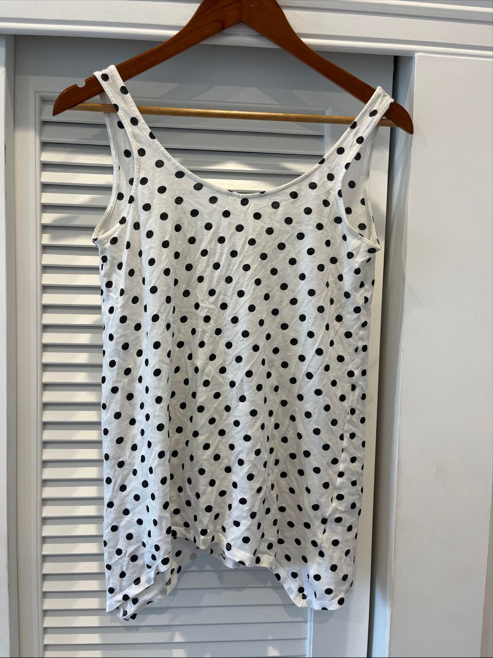 Pull and Bear White Polka Dot Tank Top
