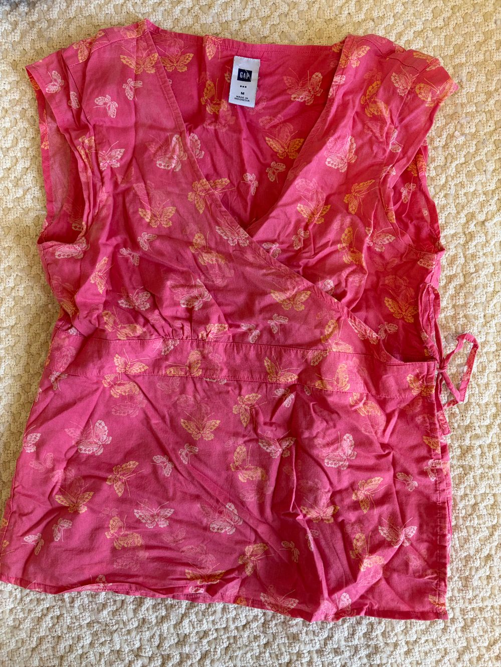 GAP Pink Butterfly Wrap Top