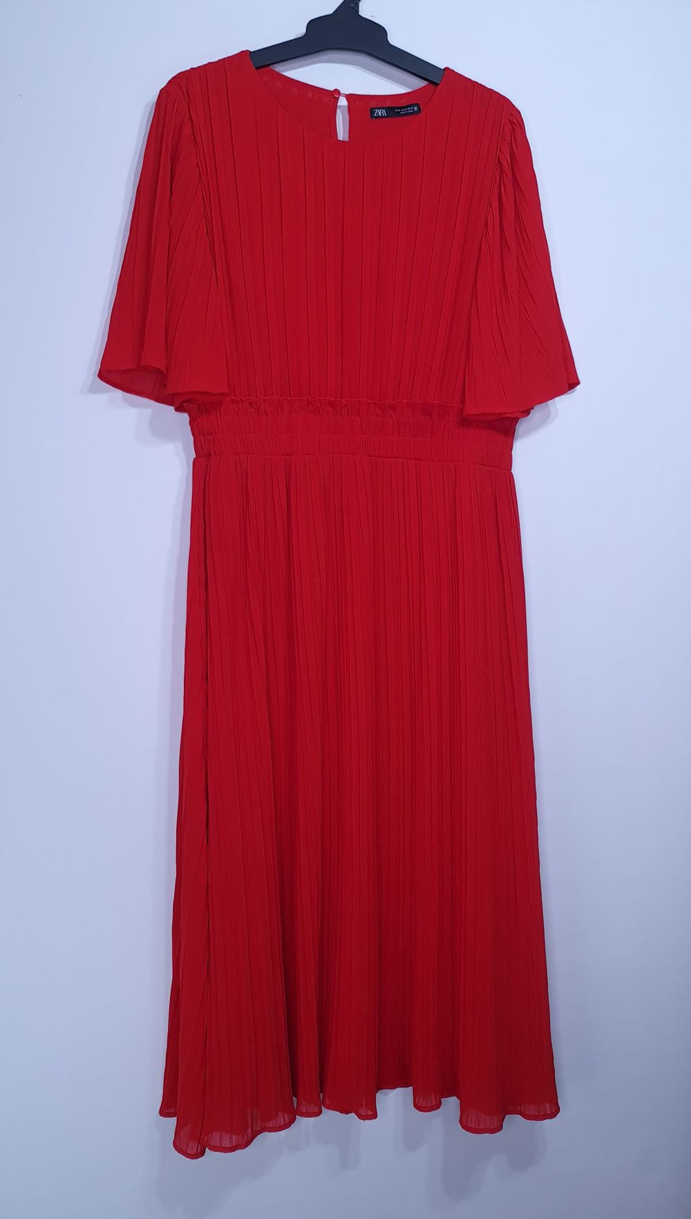 strapless open back dress Pleats Please Green & Brown Pleated Collared Dress