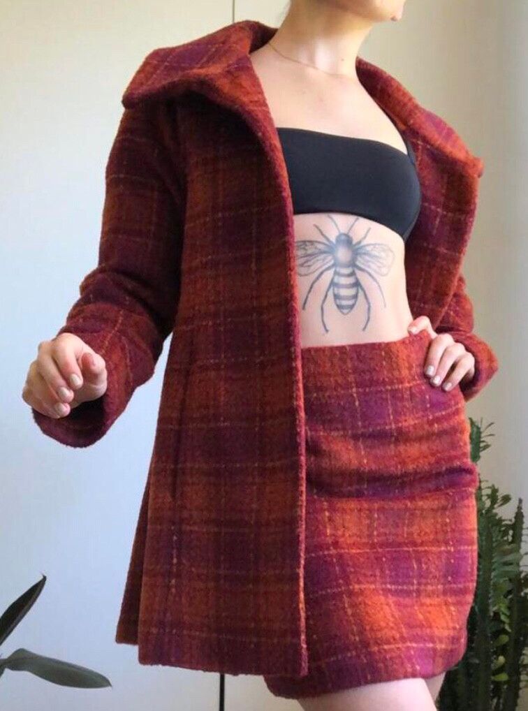 Princess Highway Orange Purple Plaid Coat