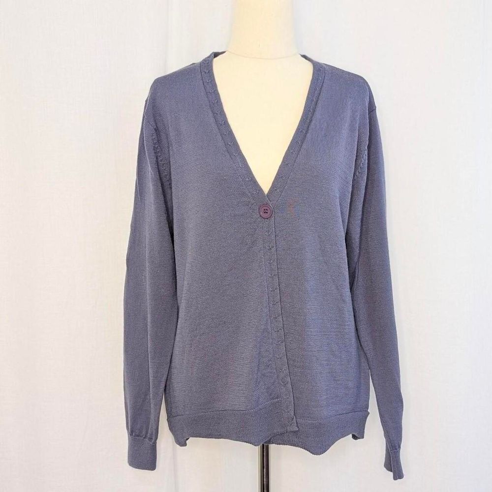Vintage Bendigo Woollen Mills Purple Cardigan Size L 100% Wool
