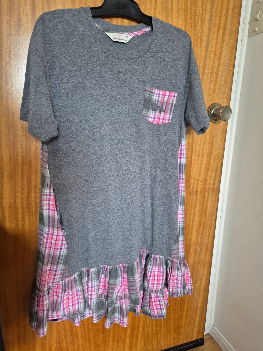 Grey and Pink Check T-Shirt Dress Nightie/ Sleepware