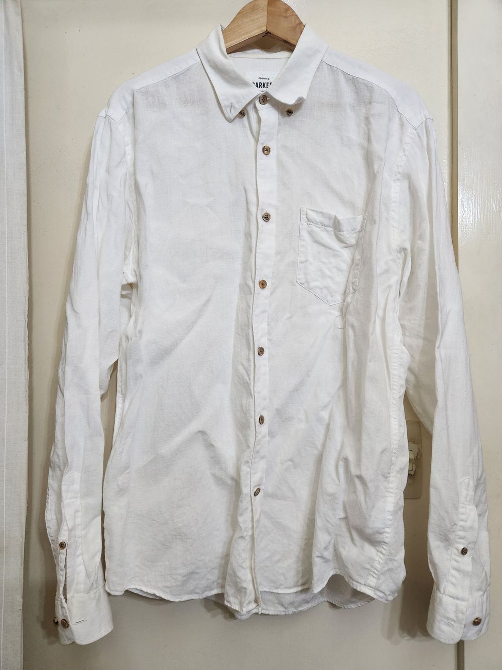 100% linen men's shirt - white linen fabric
