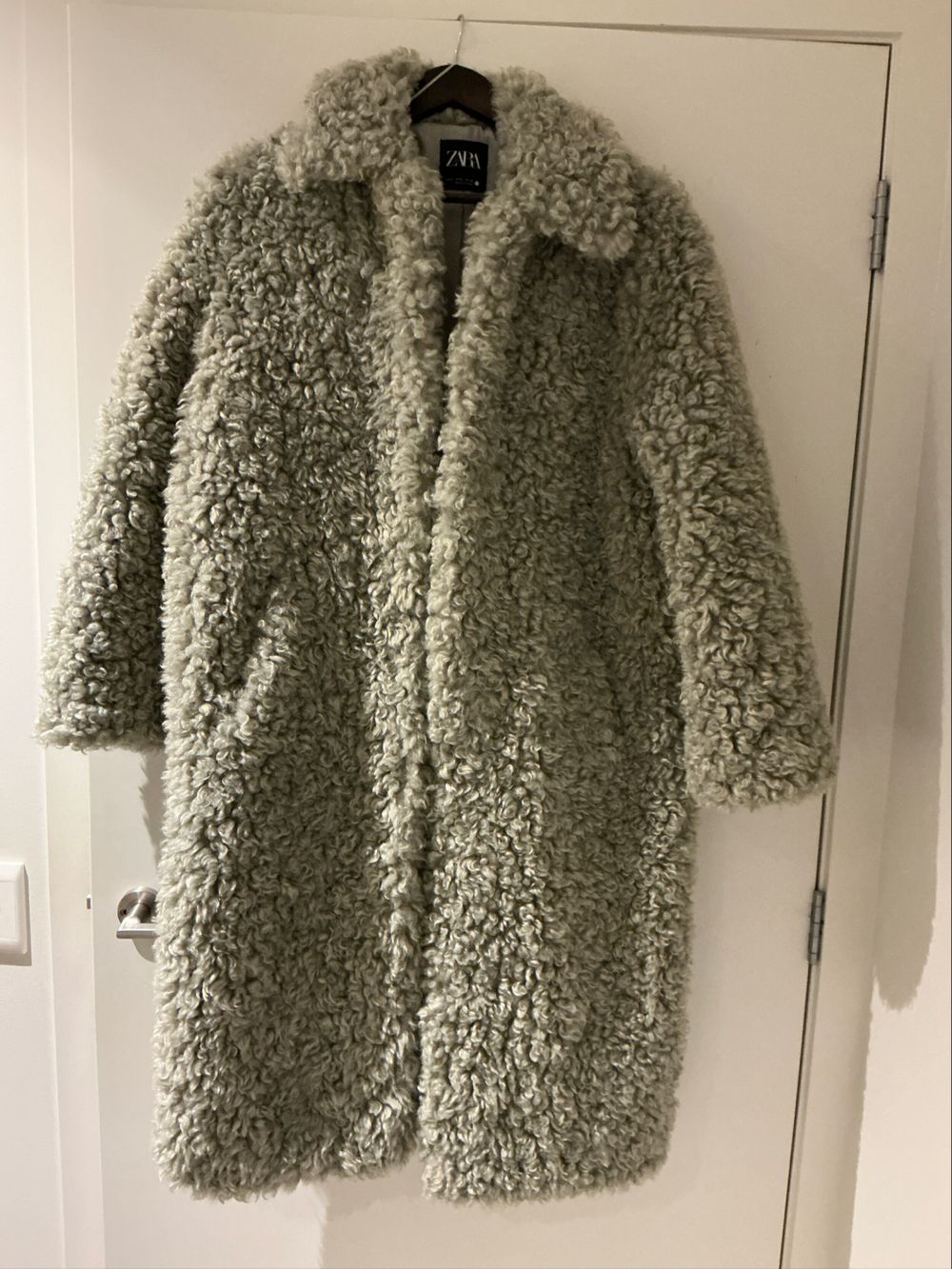 Zara Grey Faux Shearling Coat