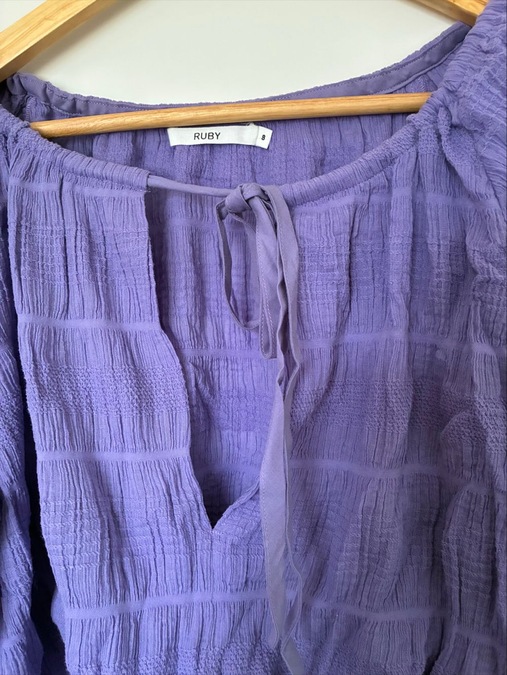 RUBY Purple Textured Tie-Neck Top