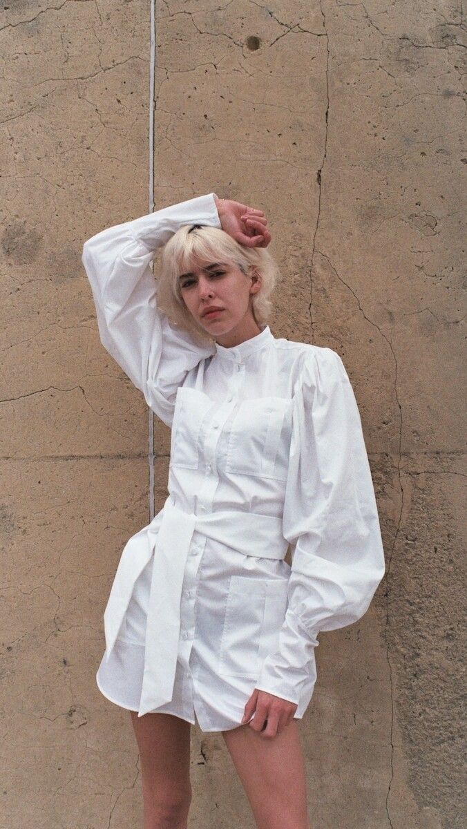 Benjamin Alexander White Long Sleeve Shirt Dress