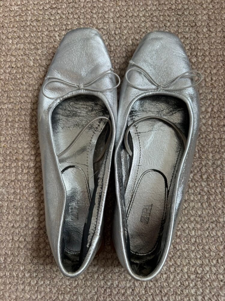 Zara Silver Ballet Flats