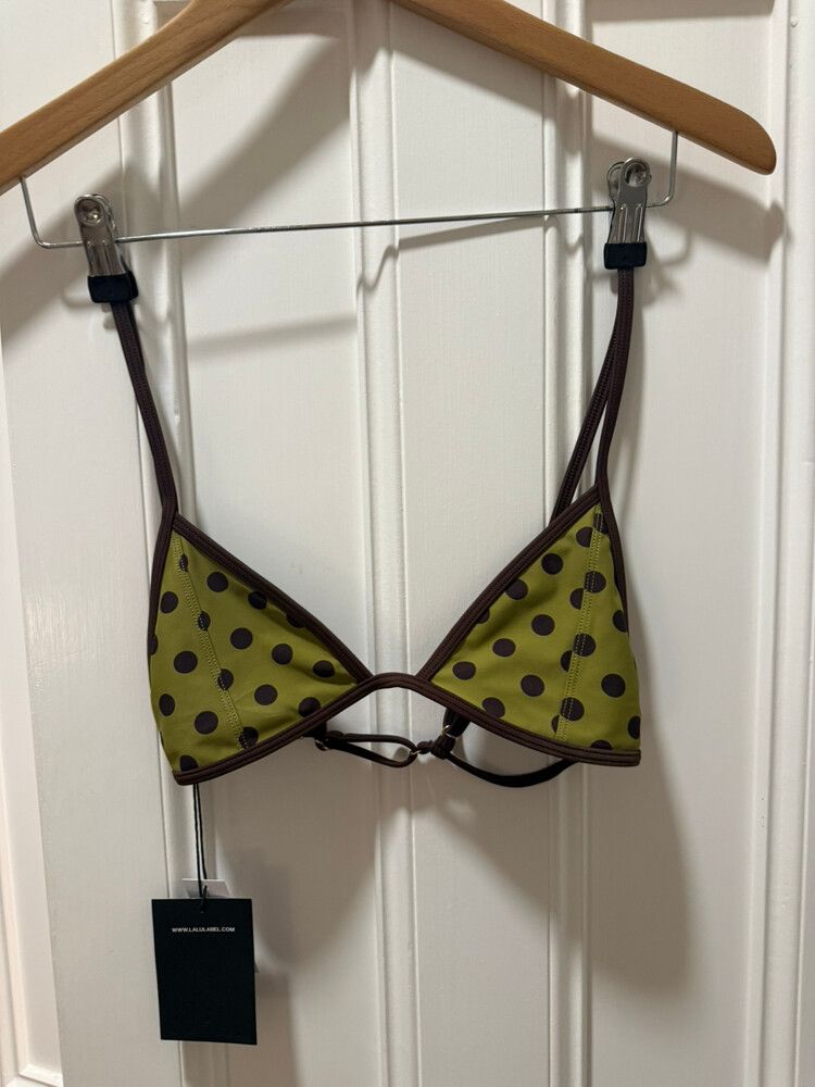 La-Lu Green Brown Polka Dot Top