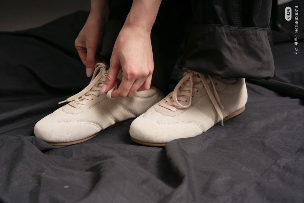 Lemaire Beige Suede Sneakers