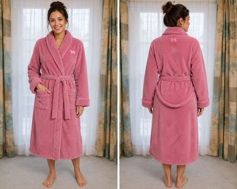 🐾 Peter Alexander Dressing Gown – Dusty Pink Waffle – Size M