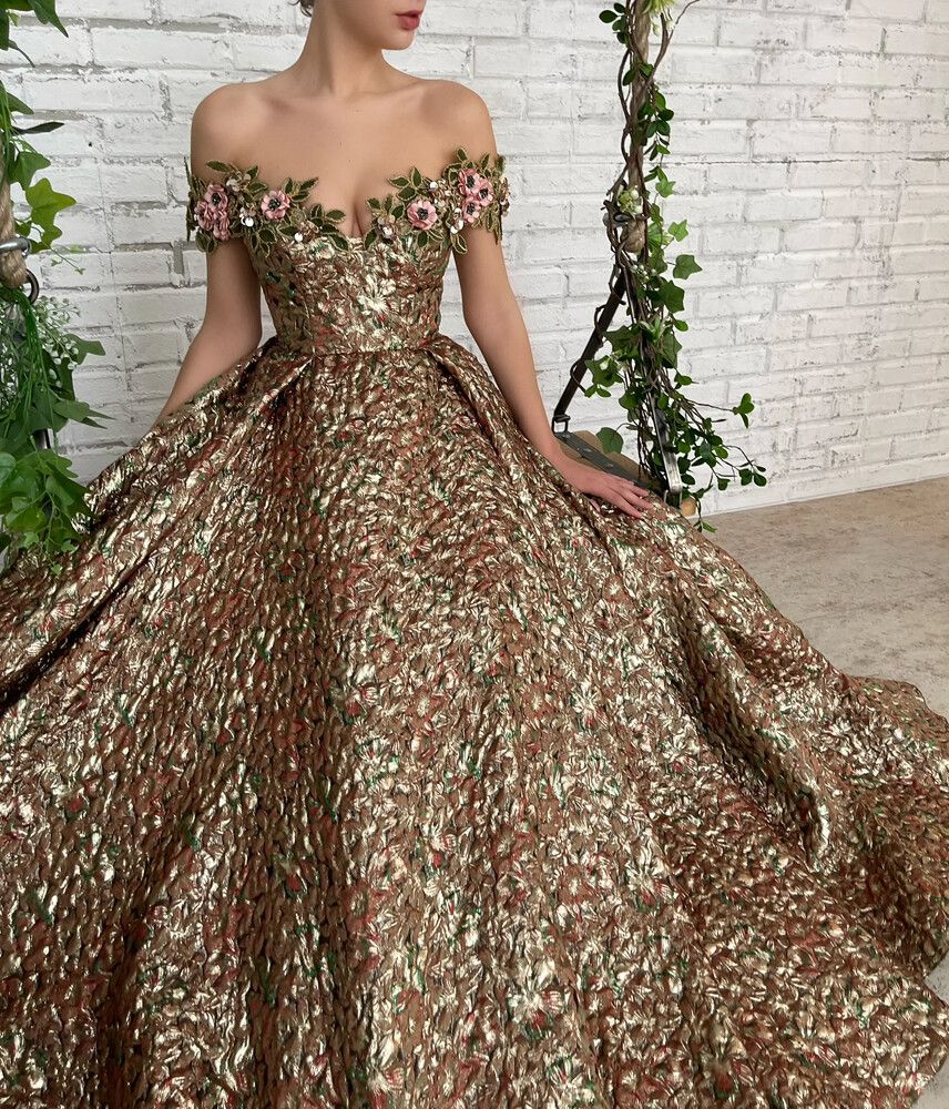 Teuta Matoshi - Enchanted Copper Lily Gown on Designer Wardrobe