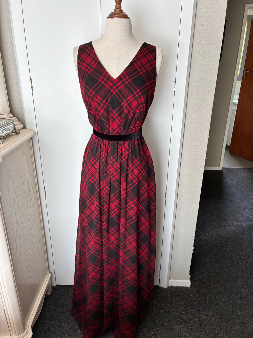 Ralph Lauren - Ralph Lauren Red Plaid Maxi Dress on Designer Wardrobe