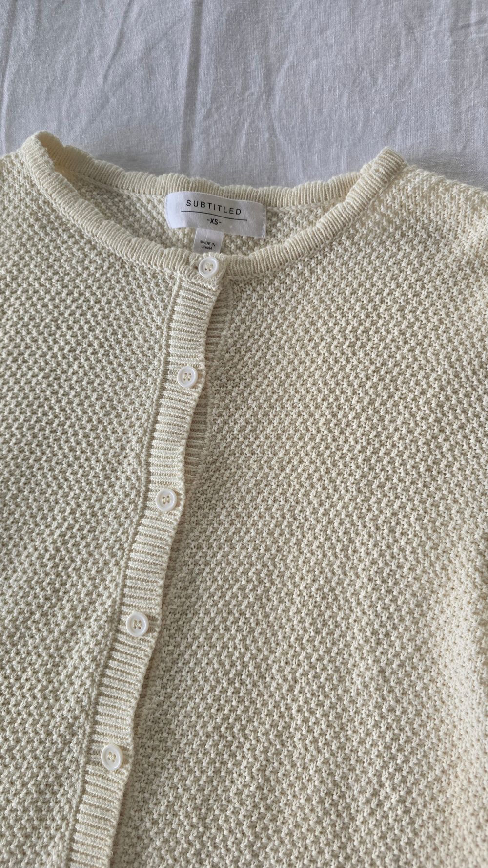 Subtitled Cream Knit Cardigan