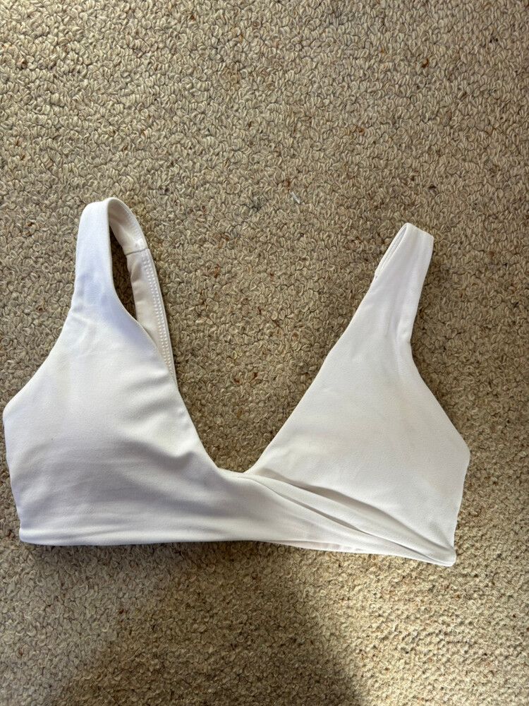 white plunge sports bra