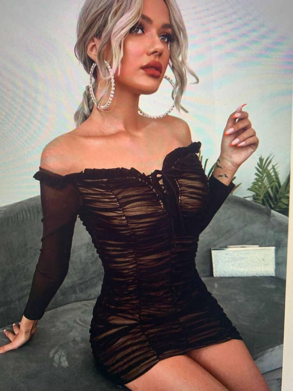 Fashion Nova - Black Ruched Dress on Designer Wardrobe