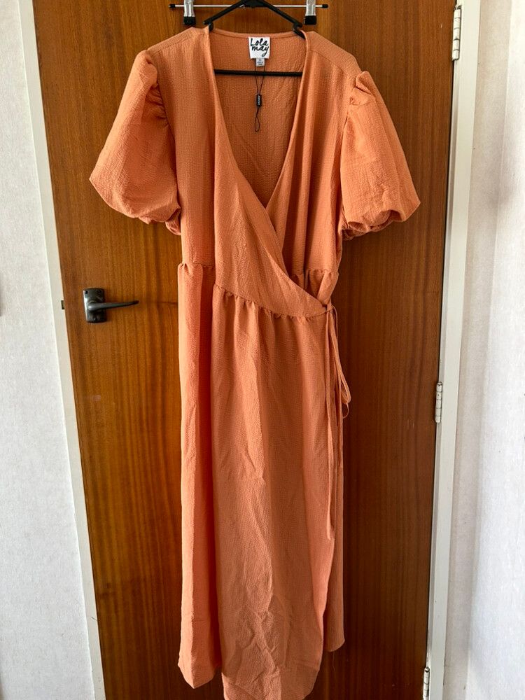 strapless open back dress Burnt Orange Tulle Prom Dress 2023 Spaghetti Straps Boho Bridesmaid Dress 2 / Red