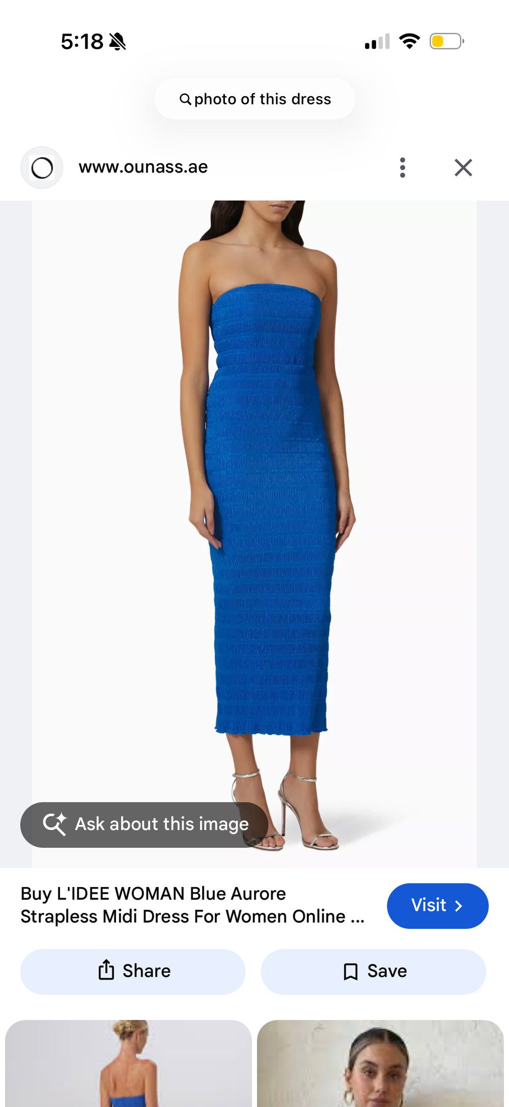 L'IDÉE Blue Aurore Strapless Midi Dress