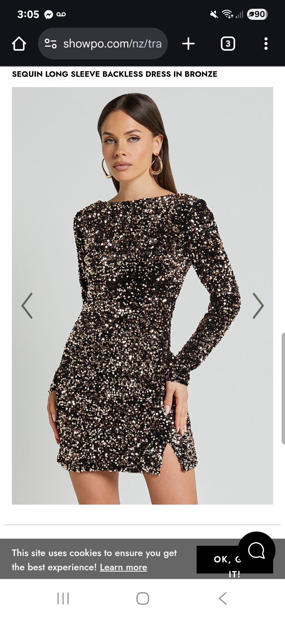 Showpo Sequin Long Sleeve Dress