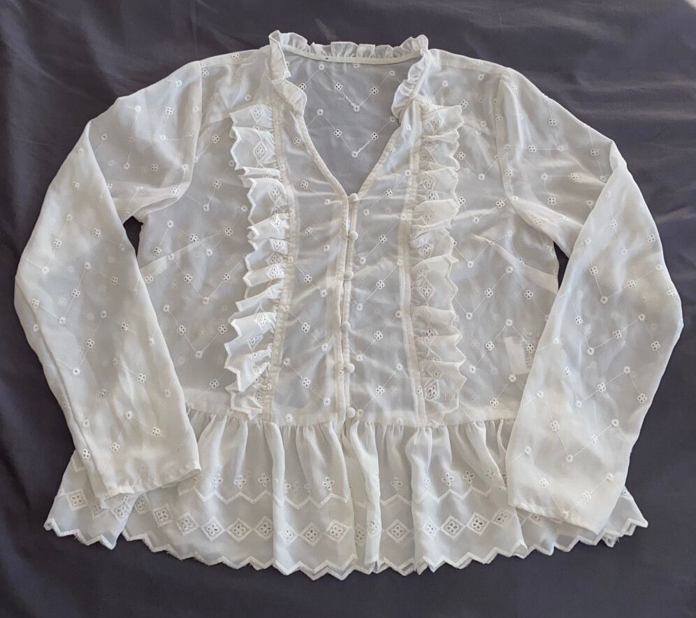 Beautiful Whistle White Embroidered Blouse