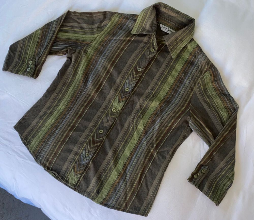 Twin Rivers Y2K Cotton Striped Shirt