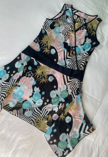Vintage Beautiful Y2K Jeans west Geometric Floral Dress