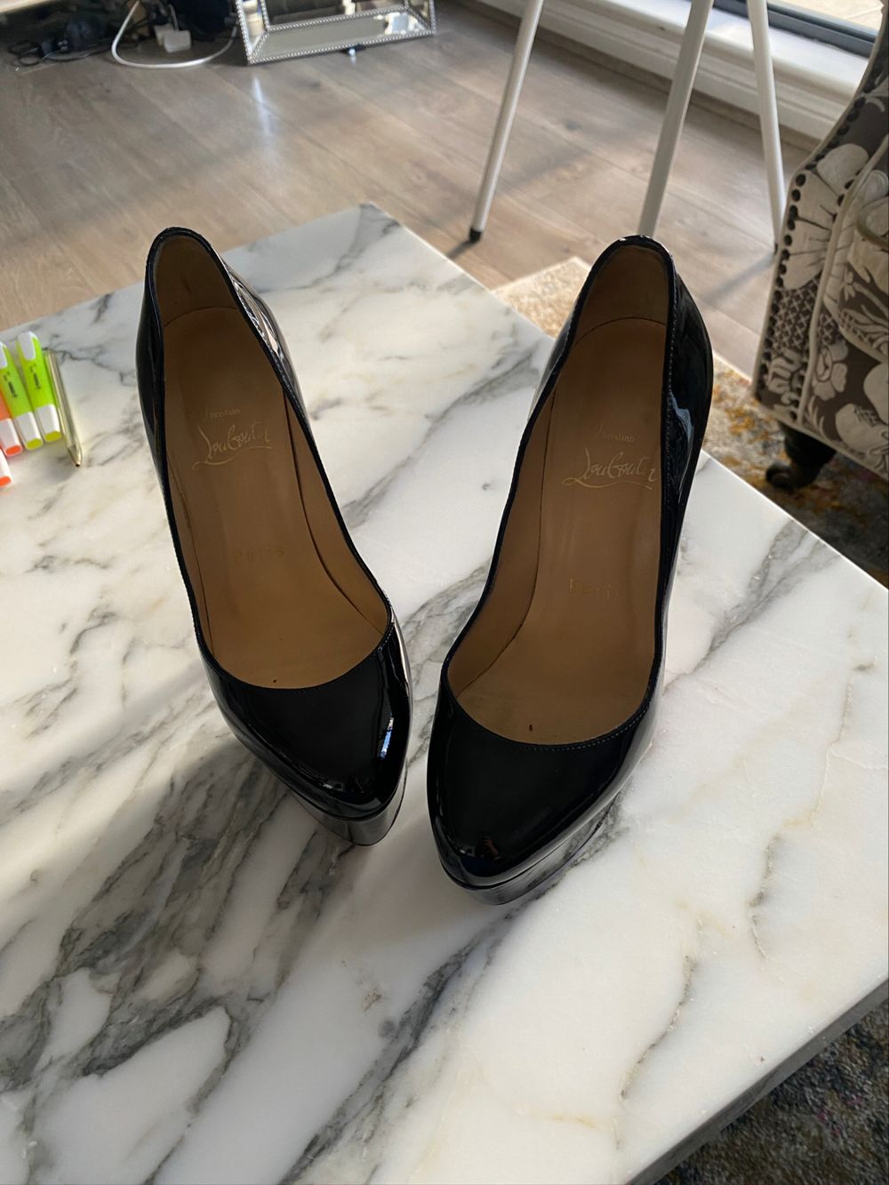 Christian Louboutin Black Patent Platform Pumps