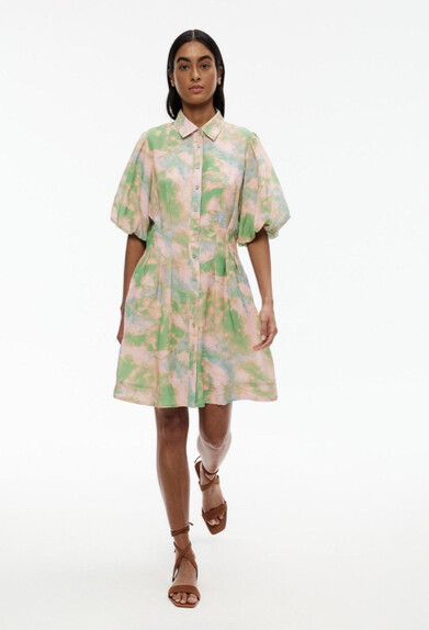 Witchery Green Pink Shirt Dress Size 16