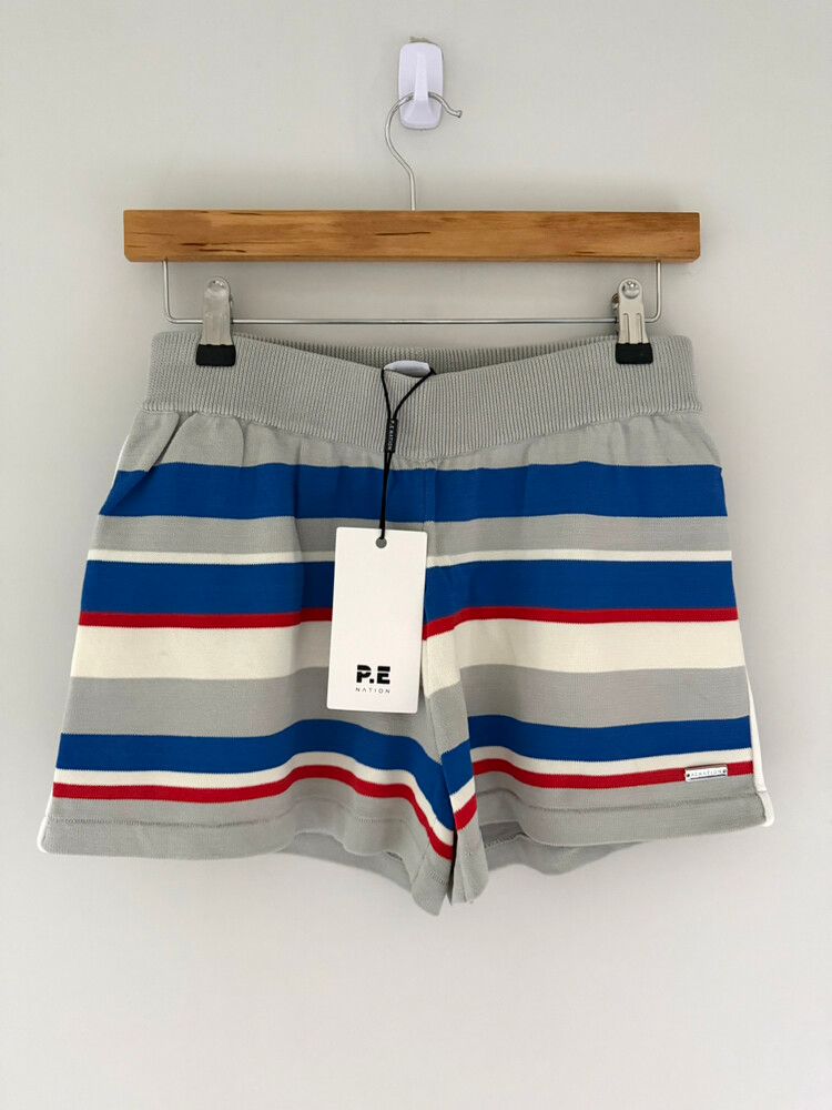 PE Nation Grey Multi Stripe Knit Shorts