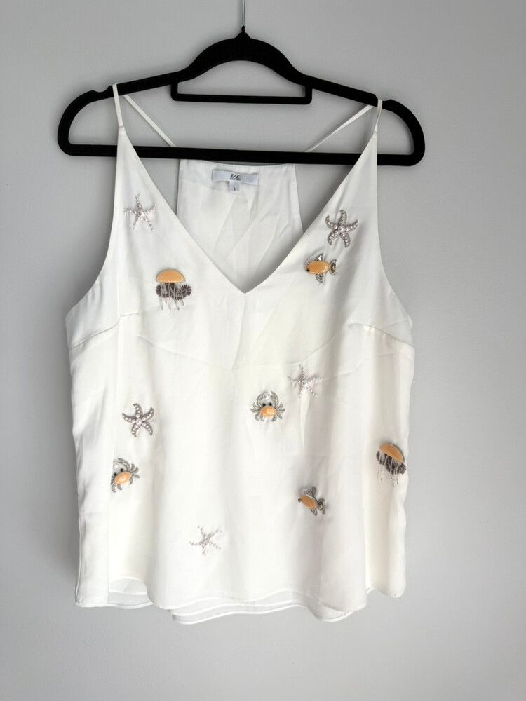 Zac Posen White Embellished Camisole
