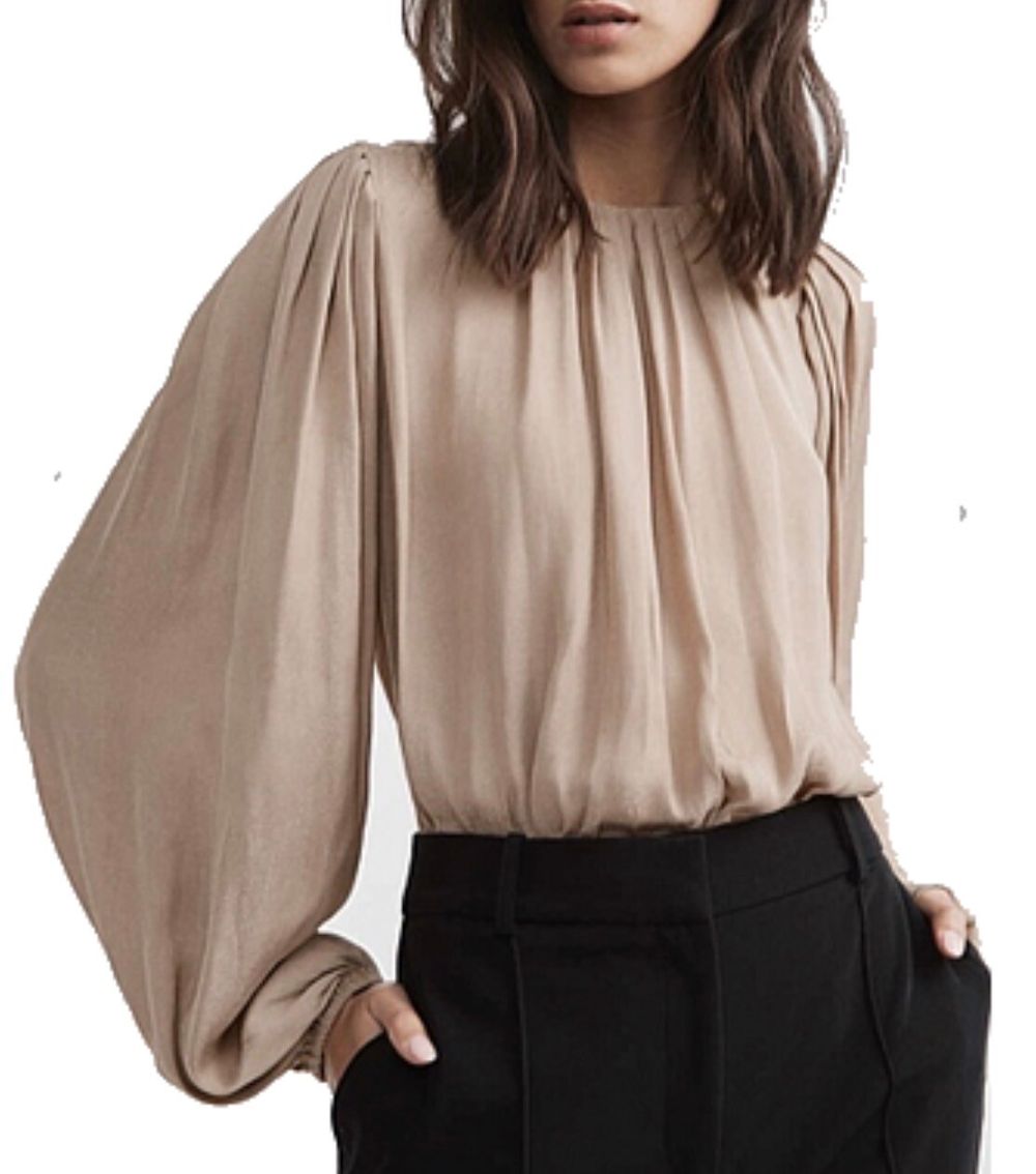Witchery Pleat Long Sleeve Blouse