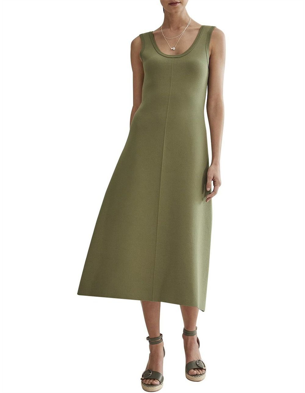 Country Road - Compact Knit Scoop Dress Olive XL on Designer Wardrobe