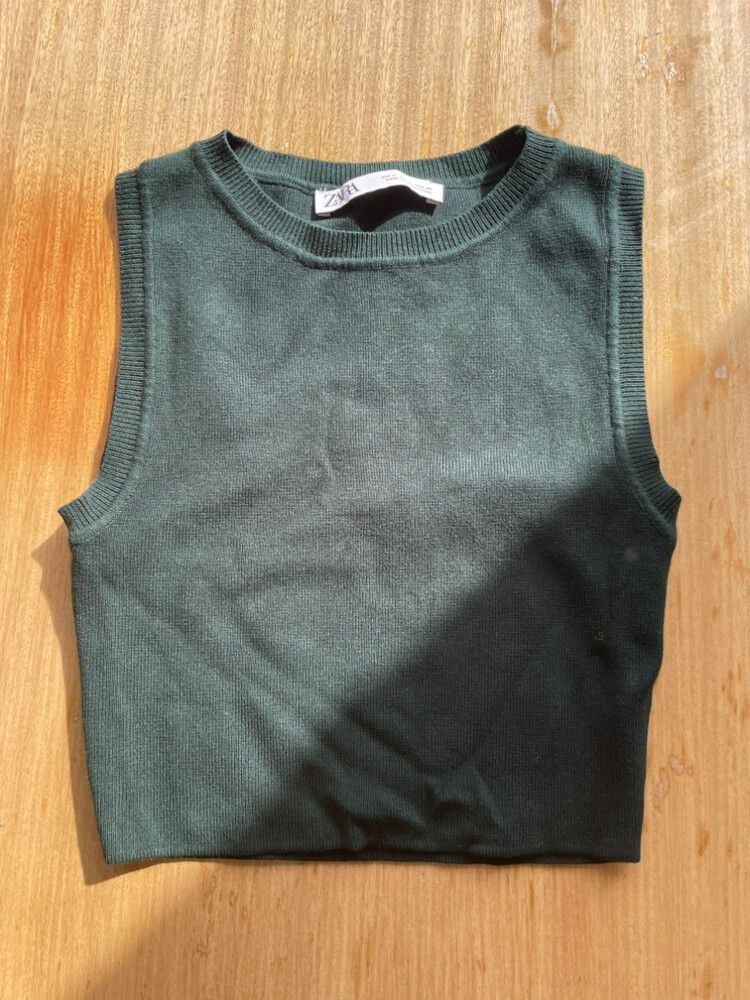Green Crop Tank Top