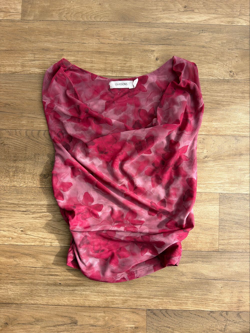 Glassons Pink Floral Mesh Top