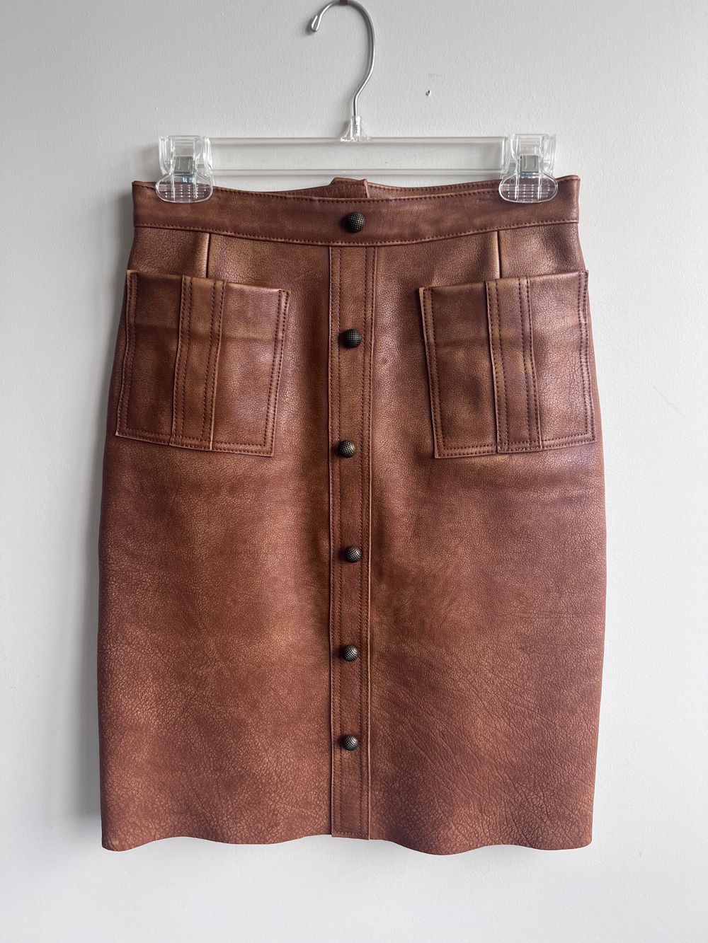 Aje. Brown Leather Skirt