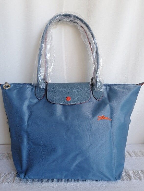 New Longchamp Club Blue Mist Leather Handles Large Size Tote bag shoulder bag