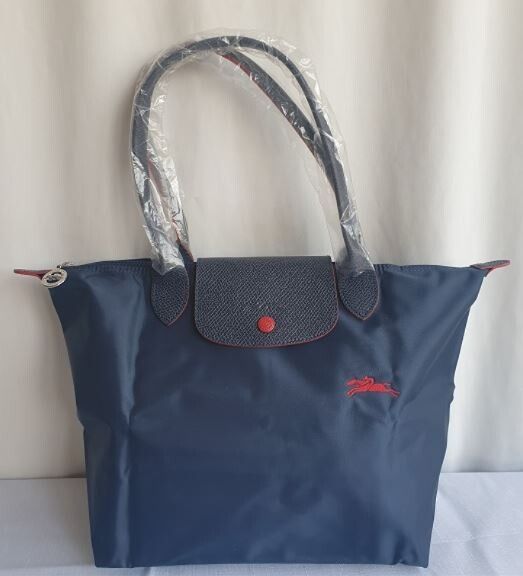 New Longchamp Nave Blue Club Leather Handles Medium size Tote bag shoulder bag