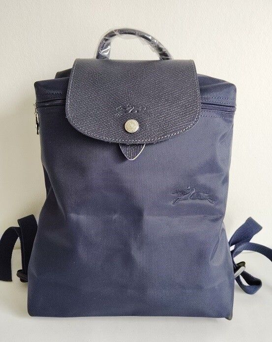 New Longchamp Club Navy Blue Medium Size Foldable Backpack