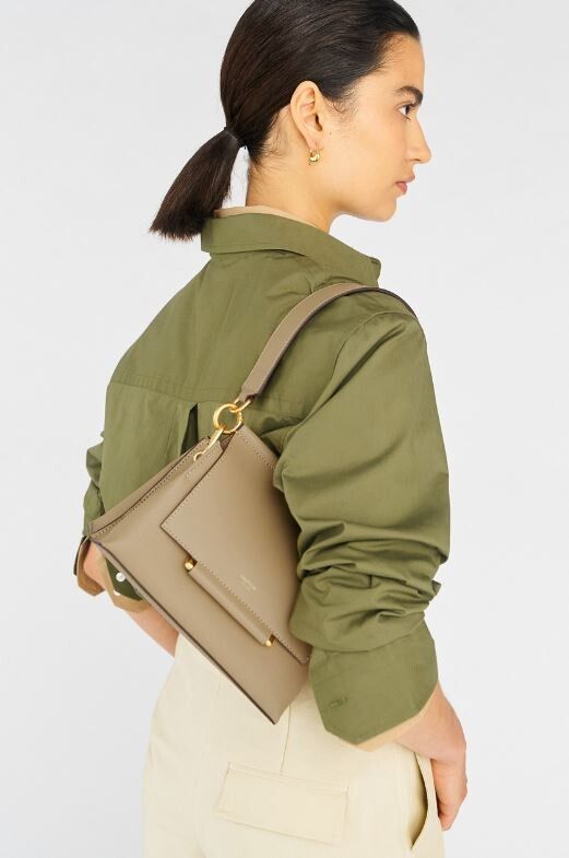 Brand New Oroton Elm Beige Cowhide Leather Small Size Satchel Bag Shoulder Bag