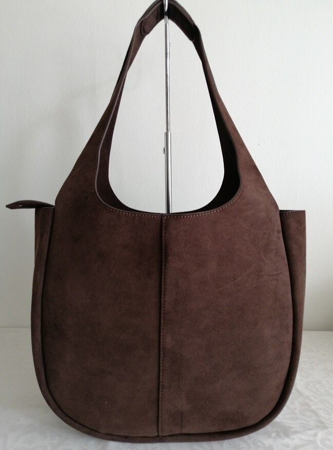 New Oroton Emilia Tote Suede Leather Dark Brown Regular Size Tote Bag Shoulder Bag