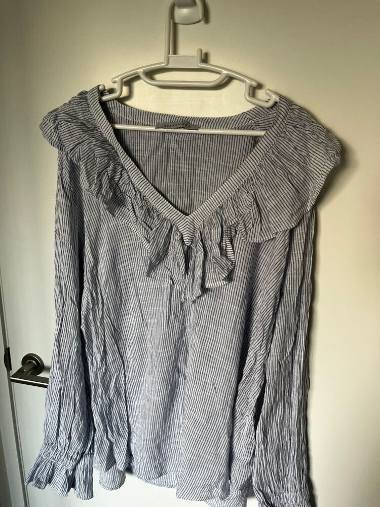 Alexandra Blue White Striped Top