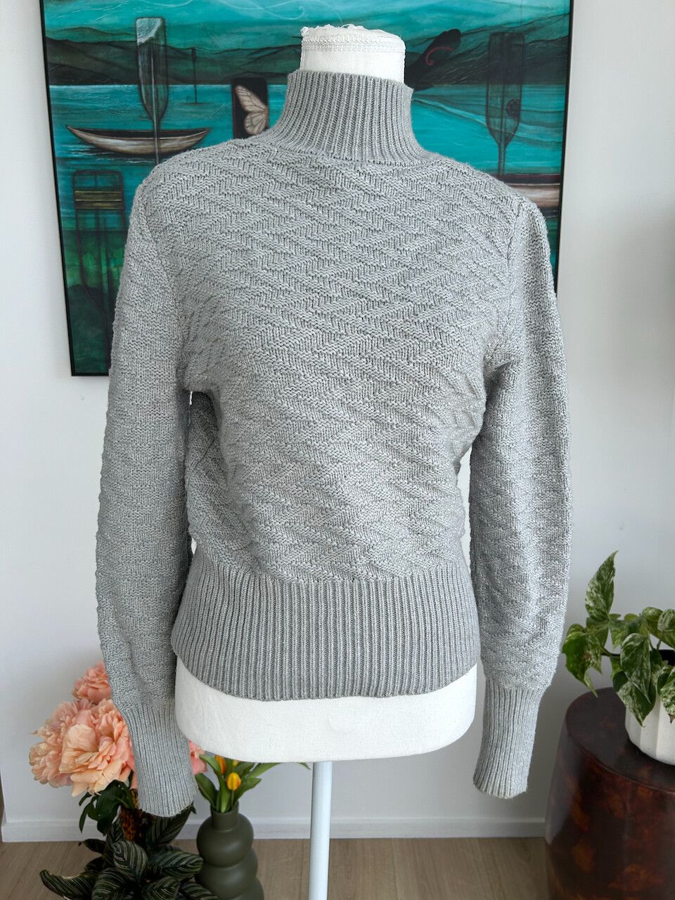 Cue – Grey Beautiful Textured Zig Zag Sweater