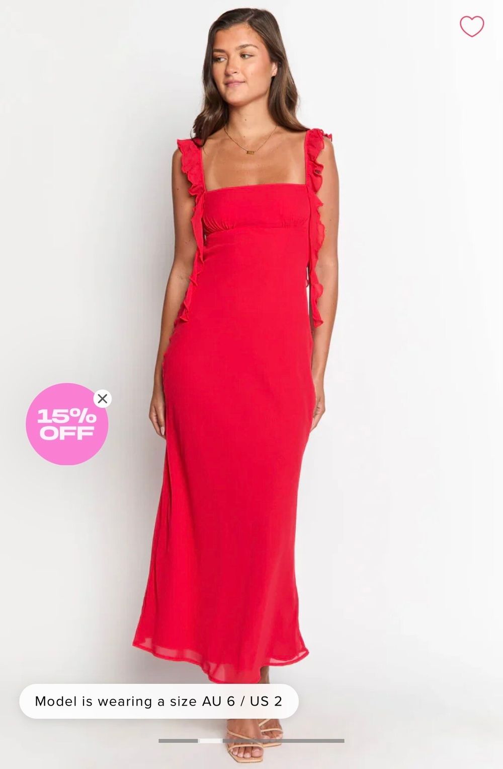 Red Ruffle Strap Maxi Dress