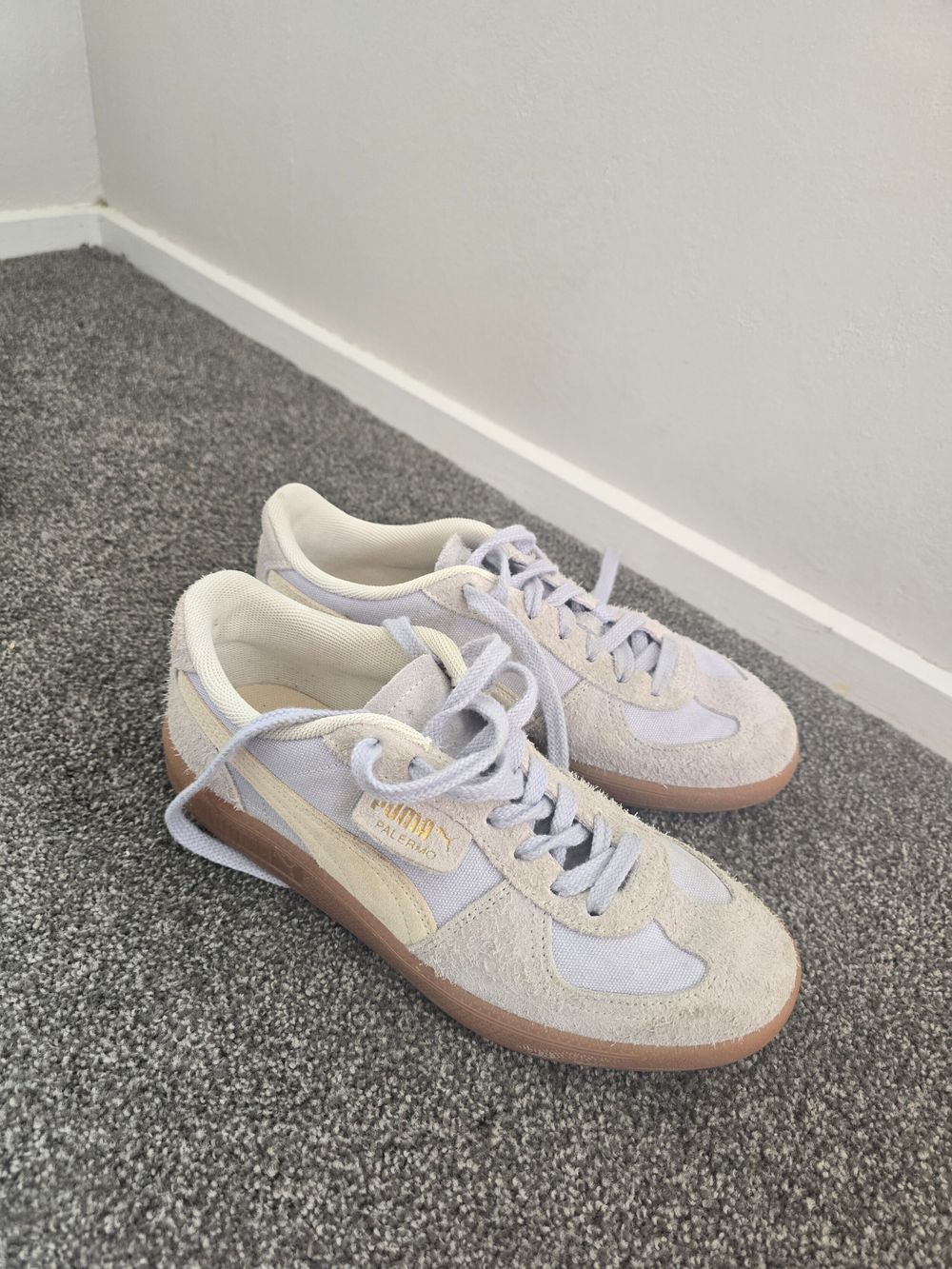 Puma Palermo Grey/baby blue Suede Sneakers