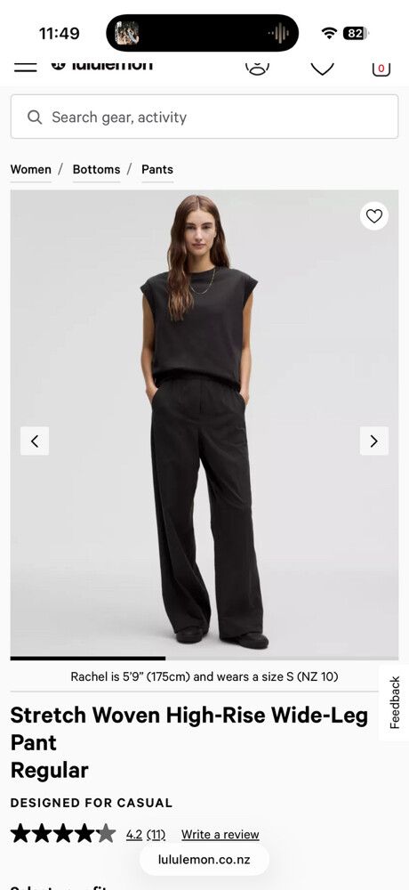 Lululemon Black Stretch Woven High-Rise Wide-Leg Pant