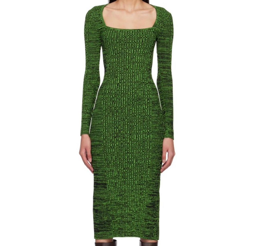 GANNI Ribbed-Knit Midi Dress