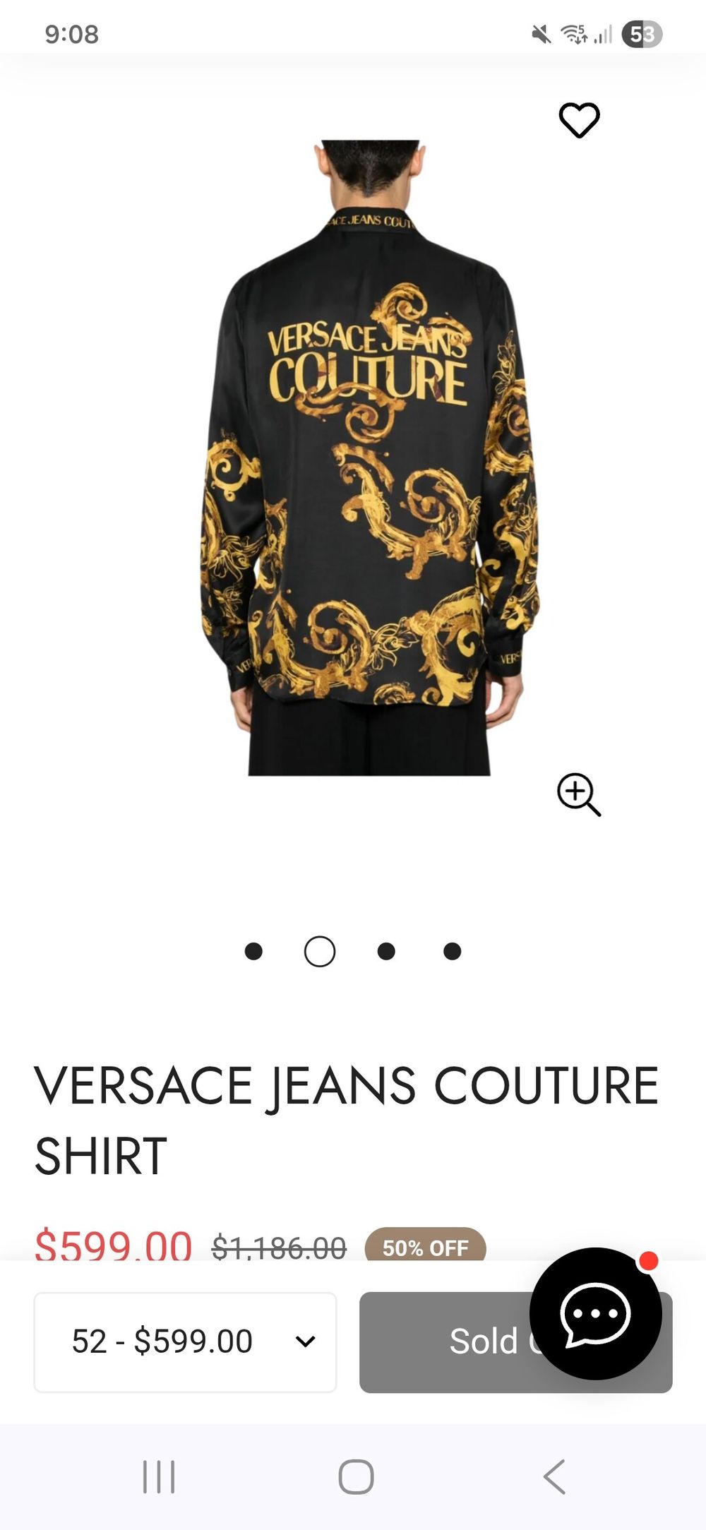 Versace Jeans Couture Black Baroque Print Shirt